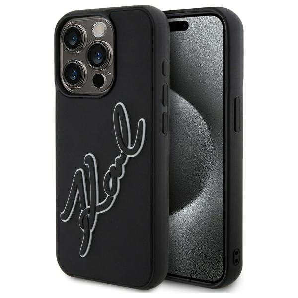 Karl Lagerfeld 3D Guminis Parašas dėklas telefonui iPhone 15 Pro - juodas