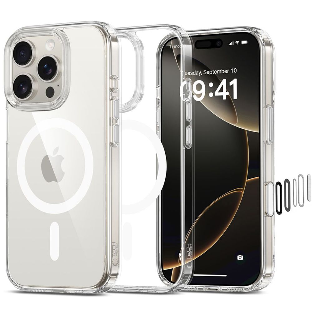 Tech-Protect Flexair Hybrid CC Magnetinis iPhone 16 Pro dėklas - skaidrus