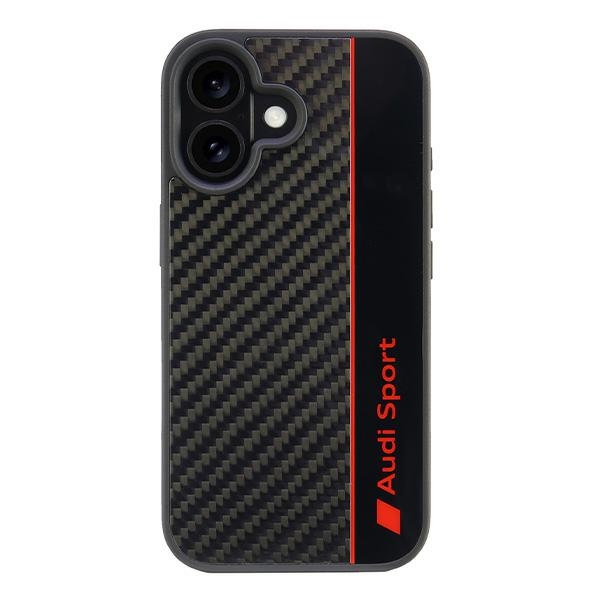 Audi anglies pluošto juostelės dėklas telefonui iPhone 16 6.1" - juodas