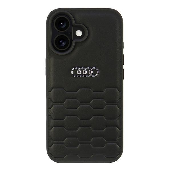 Audi Sintetinės odos iPhone 16 6.1" juodas/juodas kietas dėklas AU-TPUPCIP16-GT/D2-BK