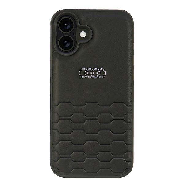 Audi Sintetinės odos iPhone 16 Plus 6.7" juodas/juodas kietas dėklas AU-TPUPCIP16M-GT/D2-BK