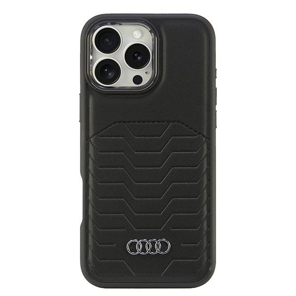 Audi Sintetinės odos Magnetinis iPhone 16 Pro Max 6.9" juodas/juodas kietas dėklas AU-TPUPCMIP16PM-GT/D3-BK