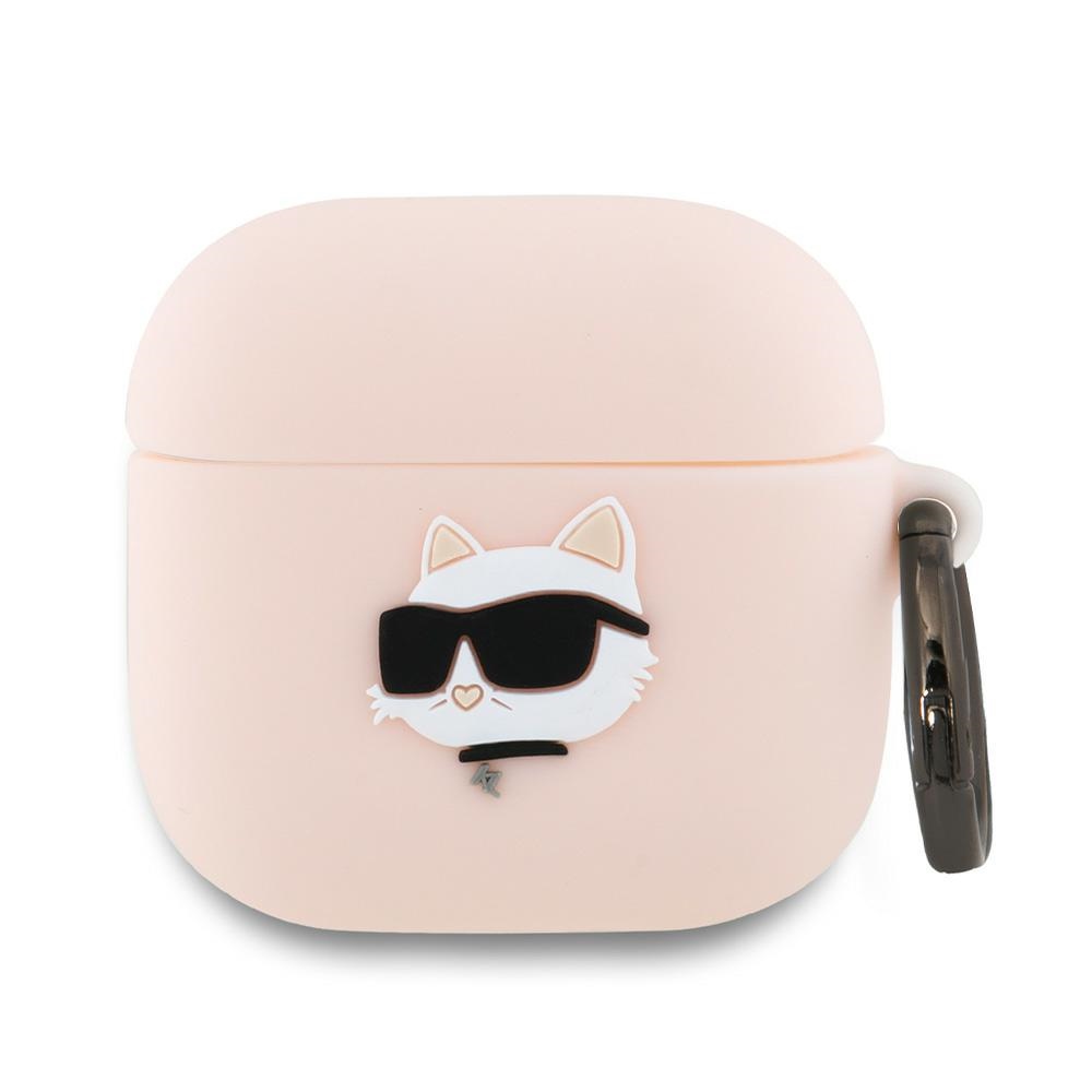 Karl Lagerfeld silikoninis Choupette galvos 3D dėklas AirPods 4 - rožinė