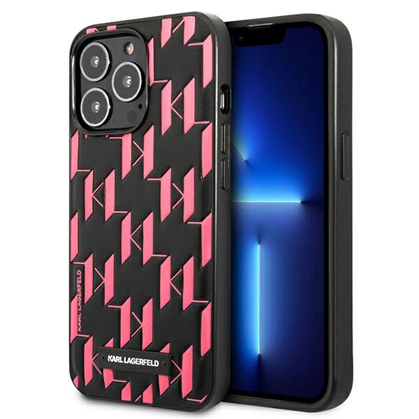 Karl Lagerfeld Monogramos plokštelės dėklas telefonui iPhone 13 Pro Max 6.7" - rožinis