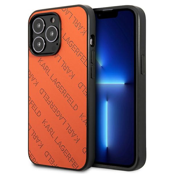 Karl Lagerfeld Perforuotas dėklas telefonui iPhone 13 Pro Max 6.7" - oranžinis