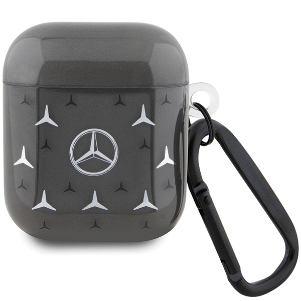 Mercedes MEA28DPMGS AirPods 1/2 dėklas su didelio žvaigždės rašto dizainu, juodas