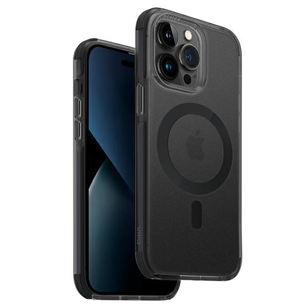 Uniq Combat dėklas telefonui iPhone 14 Pro 6.1" su Magclick įkrovimu - juoda / betono pilka