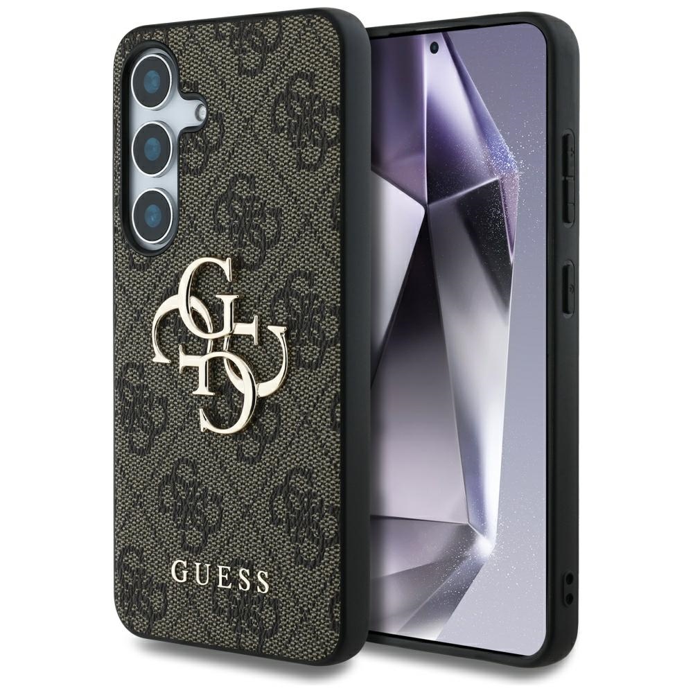Guess didelis 4G logotipo dėklas Samsung Galaxy S25 rudas