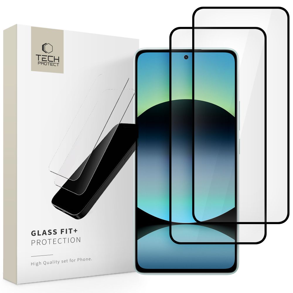 Tech-Protect Glass Fit +2 rinkinys grūdinto stiklo Xiaomi Redmi Note 14 4G / 5G - juodas
