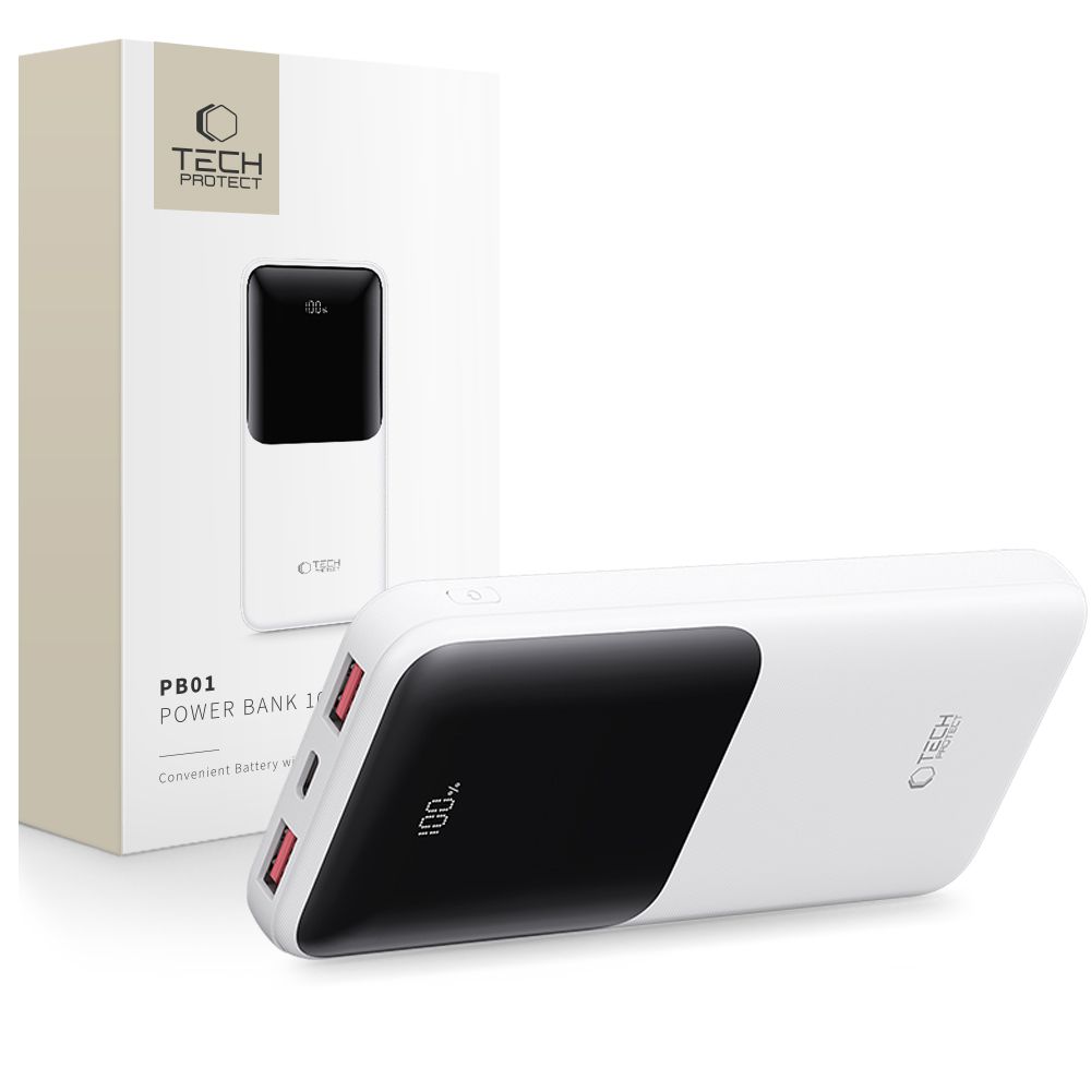 Išorinė baterija Tech-Protect PB01 10000mAh 22.5W - balta