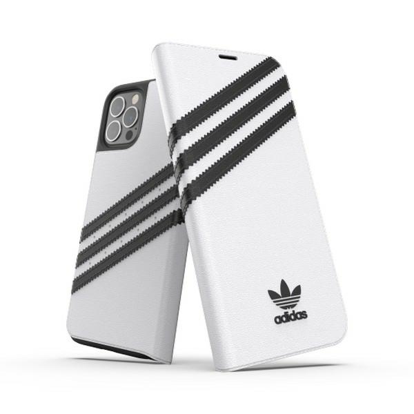 Adidas OR knyginis dėklas PU iPhone 12 / 12 Pro 6.1" - balta ir juoda