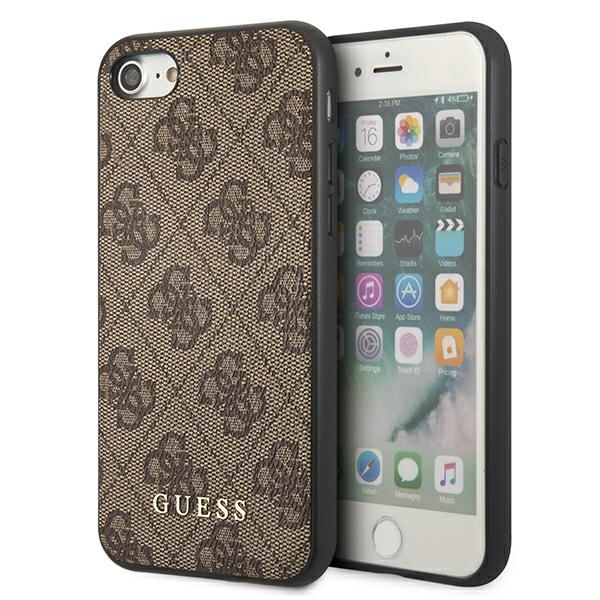 Guess 4G Metal Gold Logo dėklas telefonui iPhone SE 2022 / 2020 / 7 / 8 - Rudas