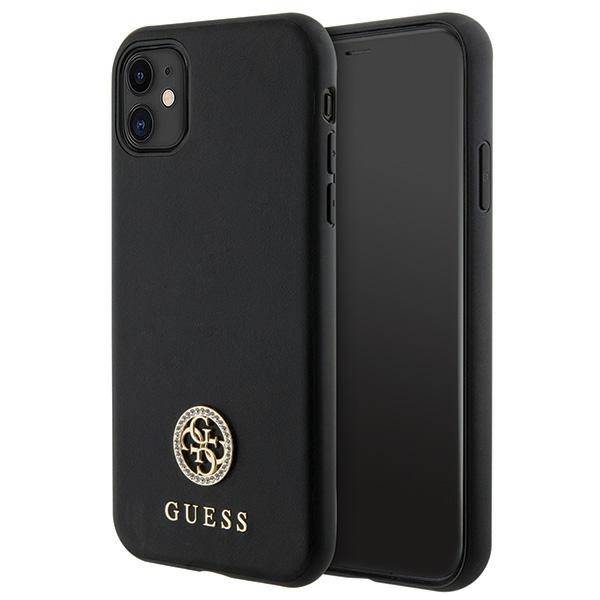 Guess Strass Metal Logo dėklas telefonui iPhone 11 / Xr 6.1" - Juodas