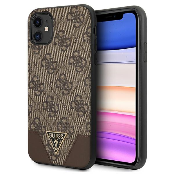Guess 4G Triangle Collection dėklas telefonui iPhone 11 6.1" / Xr 6.1" - Rudas