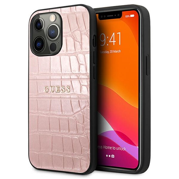 Guess Croco Strap Collection dėklas telefonui iPhone 13 Pro / 13 6.1" - rožinė