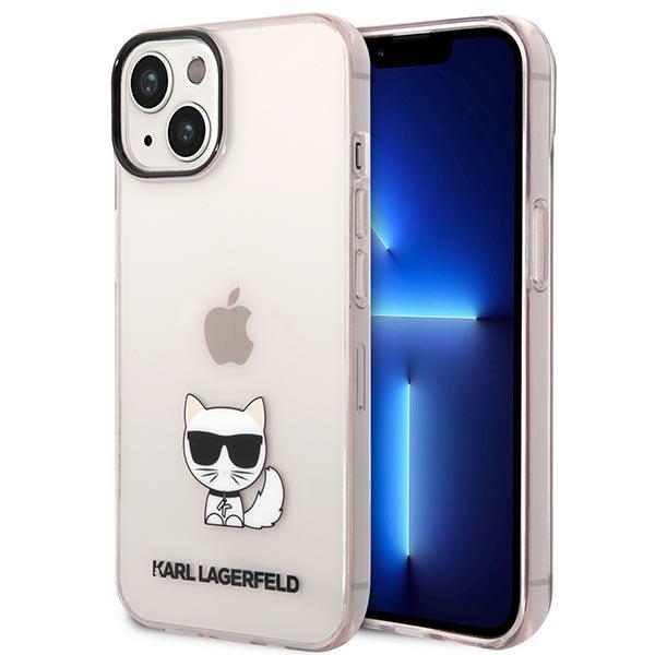 Karl Lagerfeld Permatomas Choupette Dėklas telefonui iPhone 14 Plus / 15 Plus 6.7" - rožinė