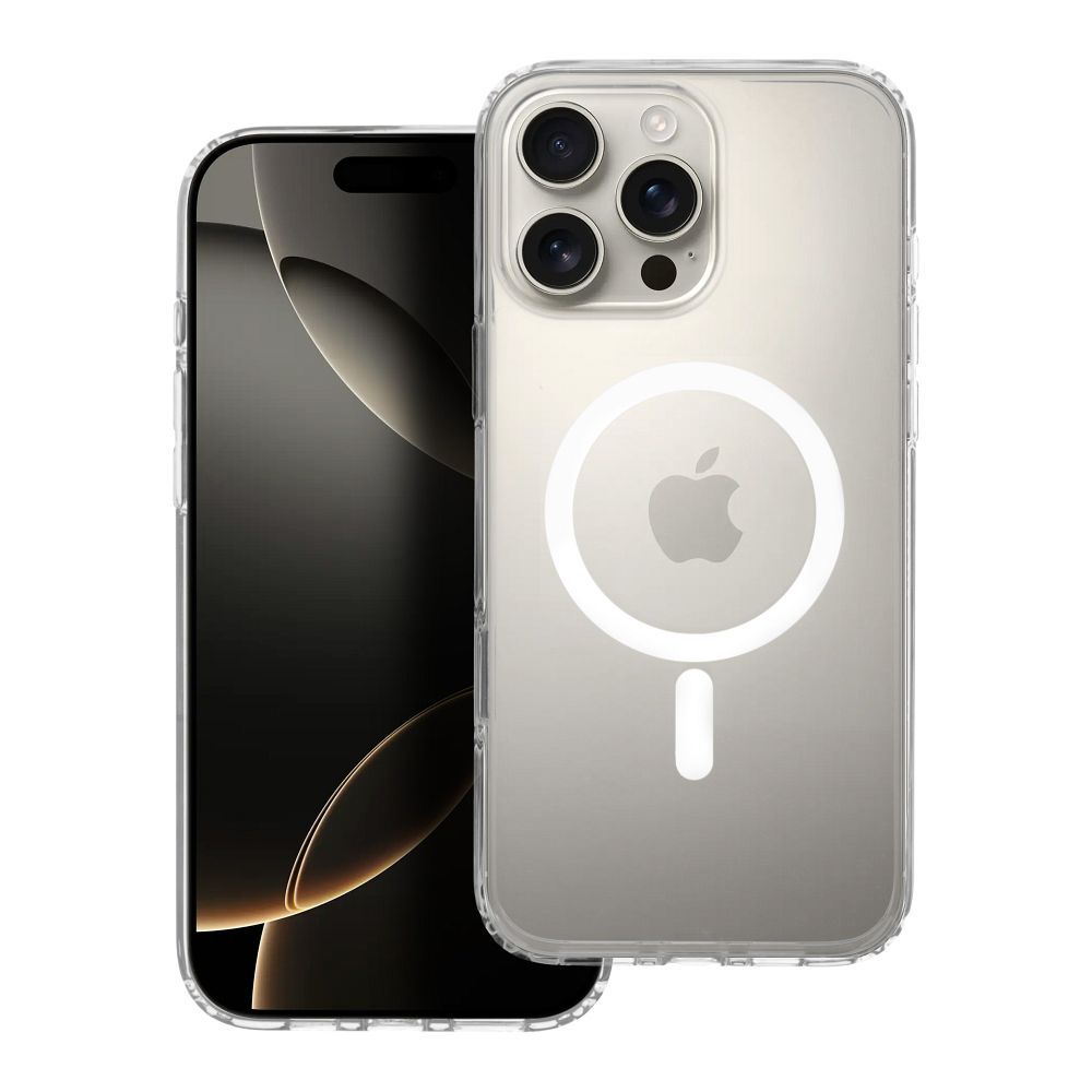 Clear Elite Mag Cover antigiltonis, suderinamas su kameros valdymo mygtuku ir Magnetiniu IPHONE 16 PRO MAX skaidrus