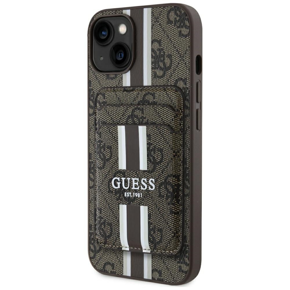 Guess 4G Stripes dėklas su Magnetinė pinigine iPhone 15 - rudas