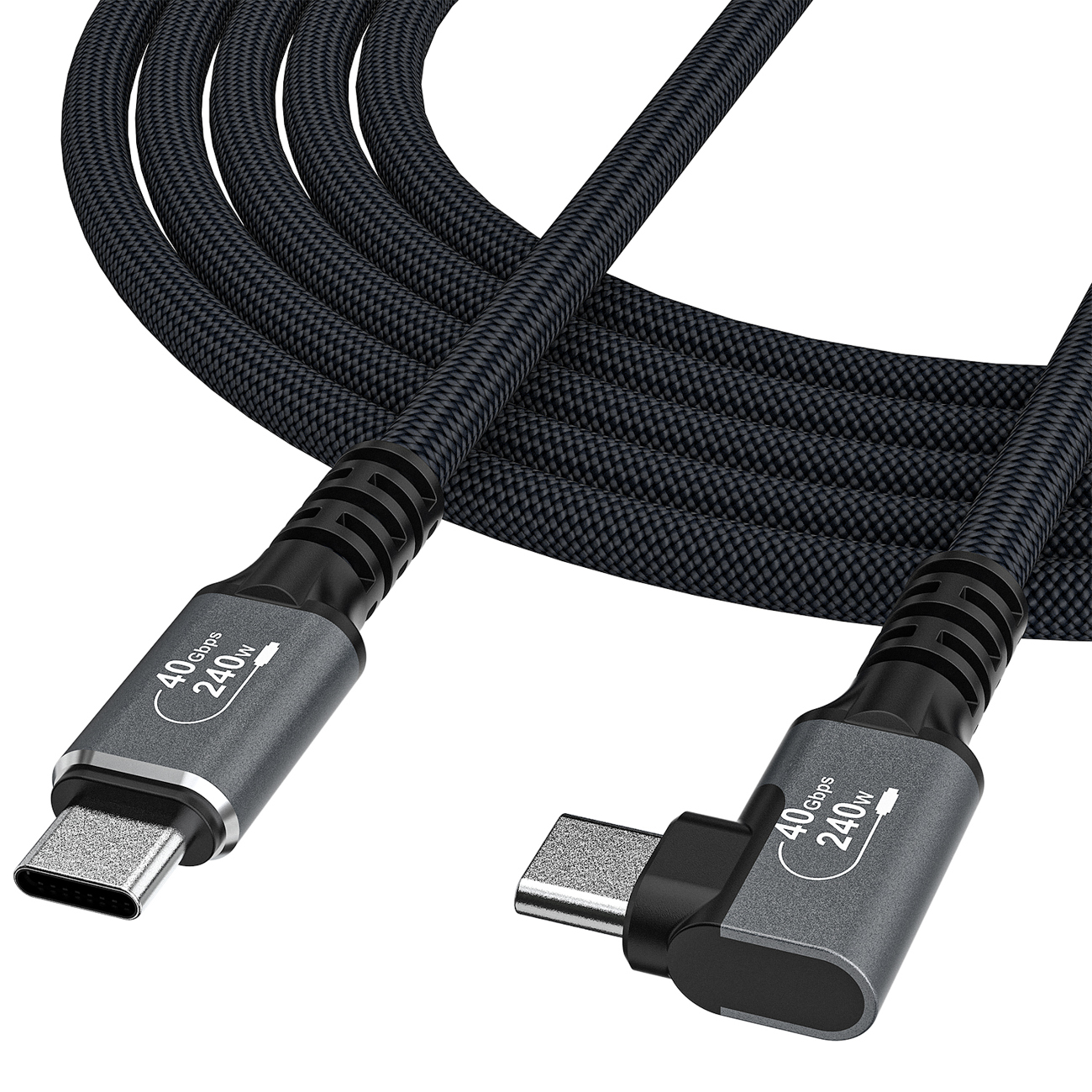 Wozinsky WPS1-UY41S USB-C Thunderbolt 4 240W kampuotas kabelis 1.5m 4K - juodas