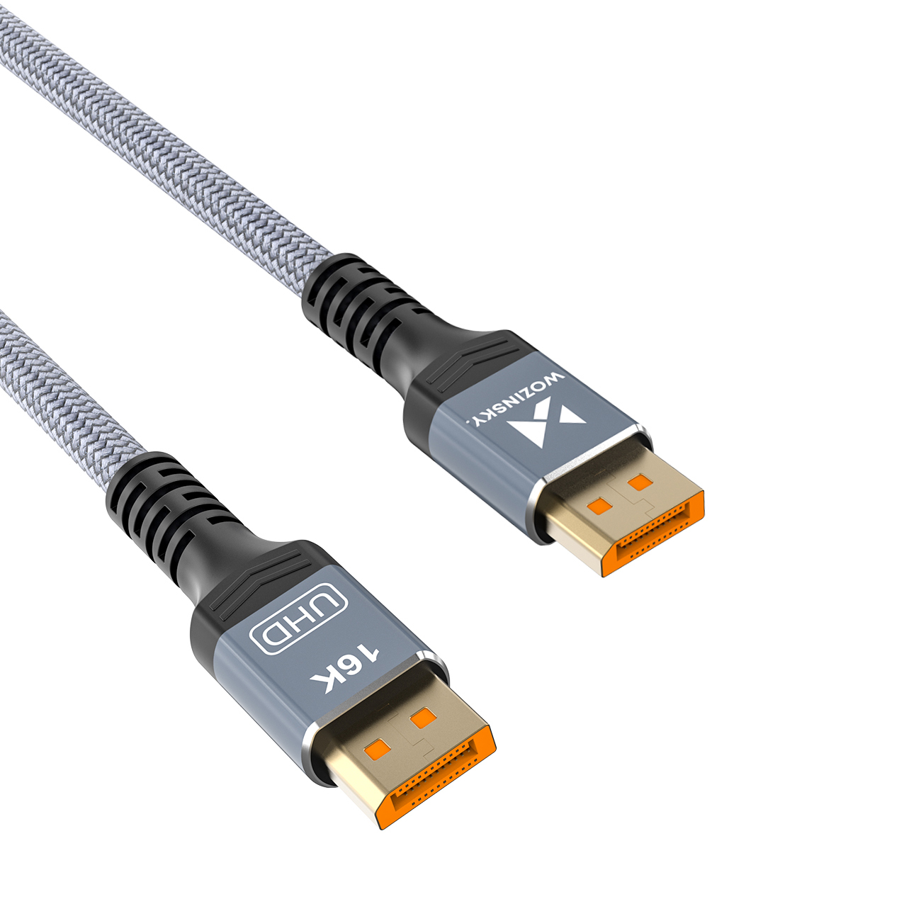 Wozinsky WPS-16AYL2S DisplayPort 2.1 kabelis VESA sertifikuotas 80 Gb/s 16K@60Hz 8K@120Hz 4K@240Hz HDR HDCP DSC 2m - juodas