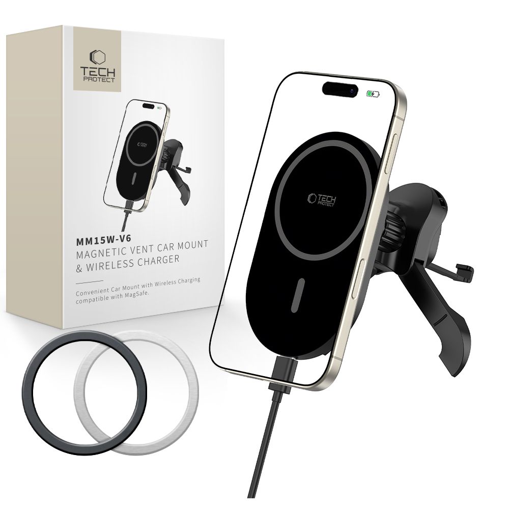 "Tech-Protect" MM15W-V6 magnetinis "MagSafe" automobilio oro ventiliacijos laikiklis - juodas