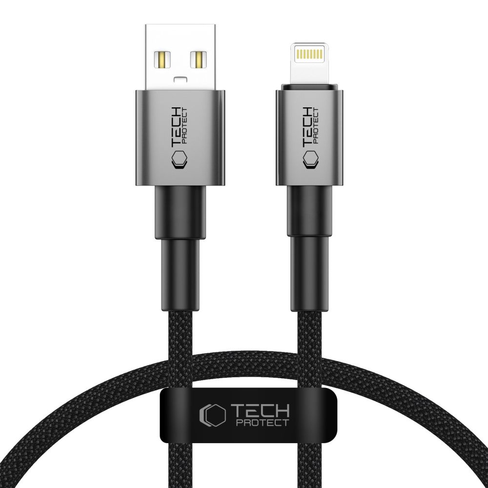 Tech-Protect Ultraboost DNA USB-A / Lightning laidas 12W/2.4A 25 cm - pilkas