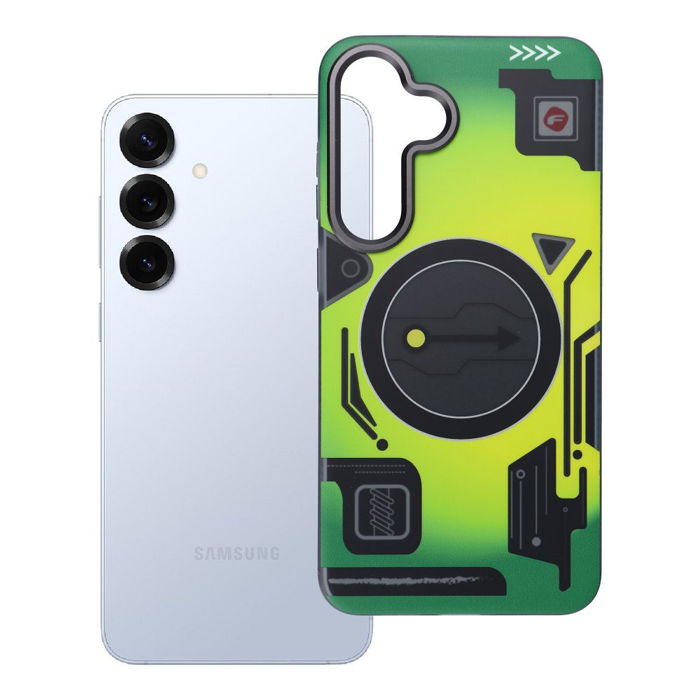 FORCELL F-PROTECT Lygiai su dviejų sluoksnių 4D technologija, militarinio kritimo testo suderinamas su MagSafe SAMSUNG S25 PLUS - cyber žalias