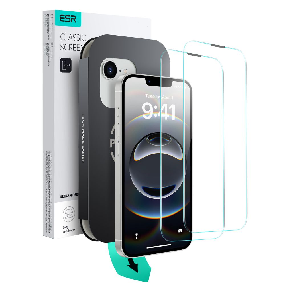 ESR UltraFit grūdintas stiklas 2 rinkinys dėklas iPhone 13 / 13 Pro / 14 / 16e