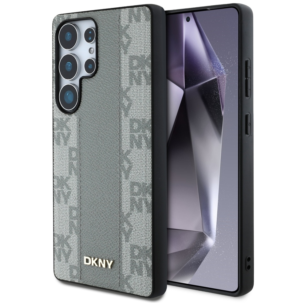DKNY Odinis languotas raštas MagSafe dėklas Samsung Galaxy S25 Ultra - pilkas