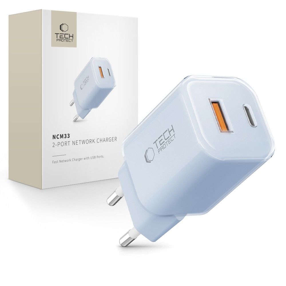 Tech-Protect NCM33W 2 jungčių PD33W/QC3.0 sieninis įkroviklis - mėlynas