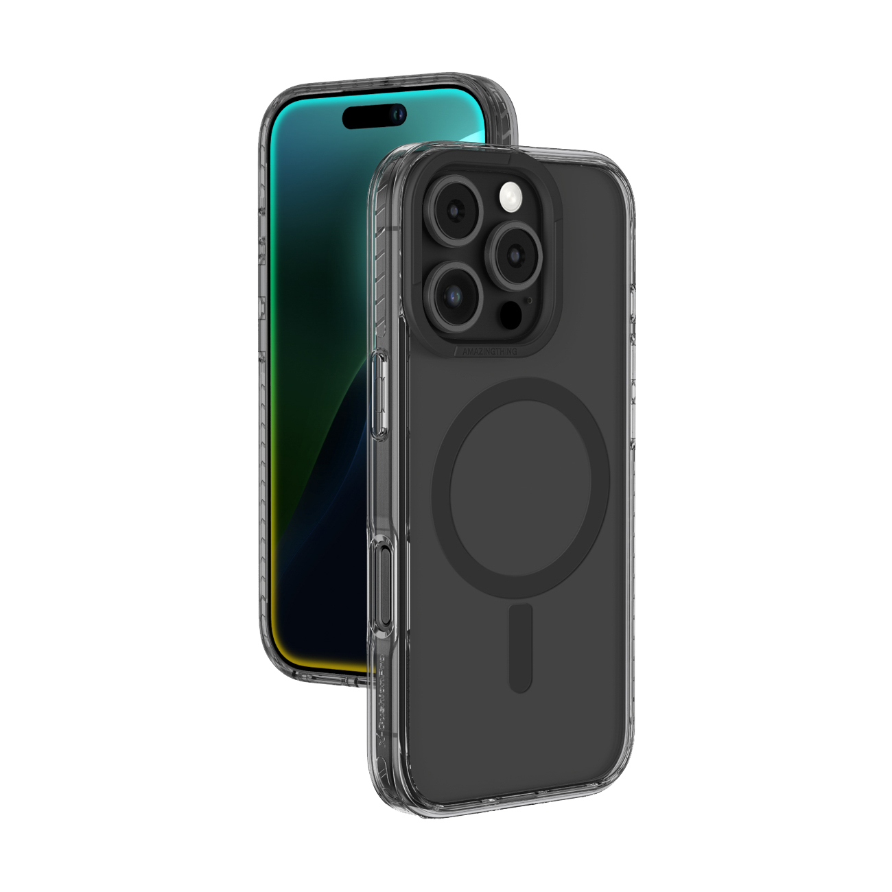 AmazingThing Titan Pro Mag dėklas su magnetiniu žiedu iPhone 16 Pro - juodas