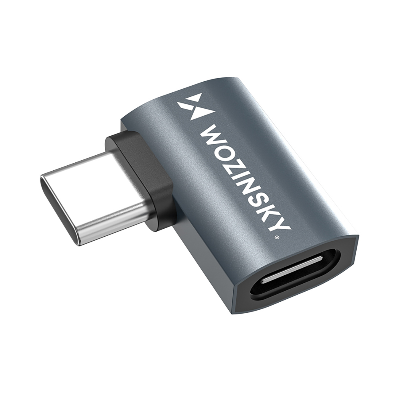 Wozinsky WPKB-01 USB-C - USB-C 40Gb/s 240W 8K OTG šoninis kampinis adapteris - pilkas
