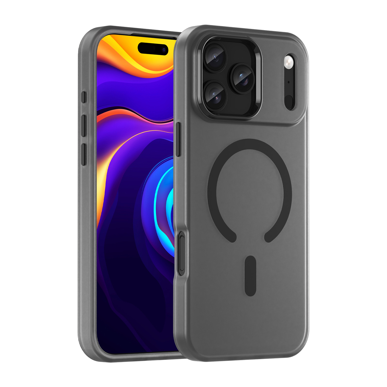 Magnetinis abrazyvinis dėklas telefonui iPhone 17 Pro Max, suderinamas su MagSafe - matinė juoda