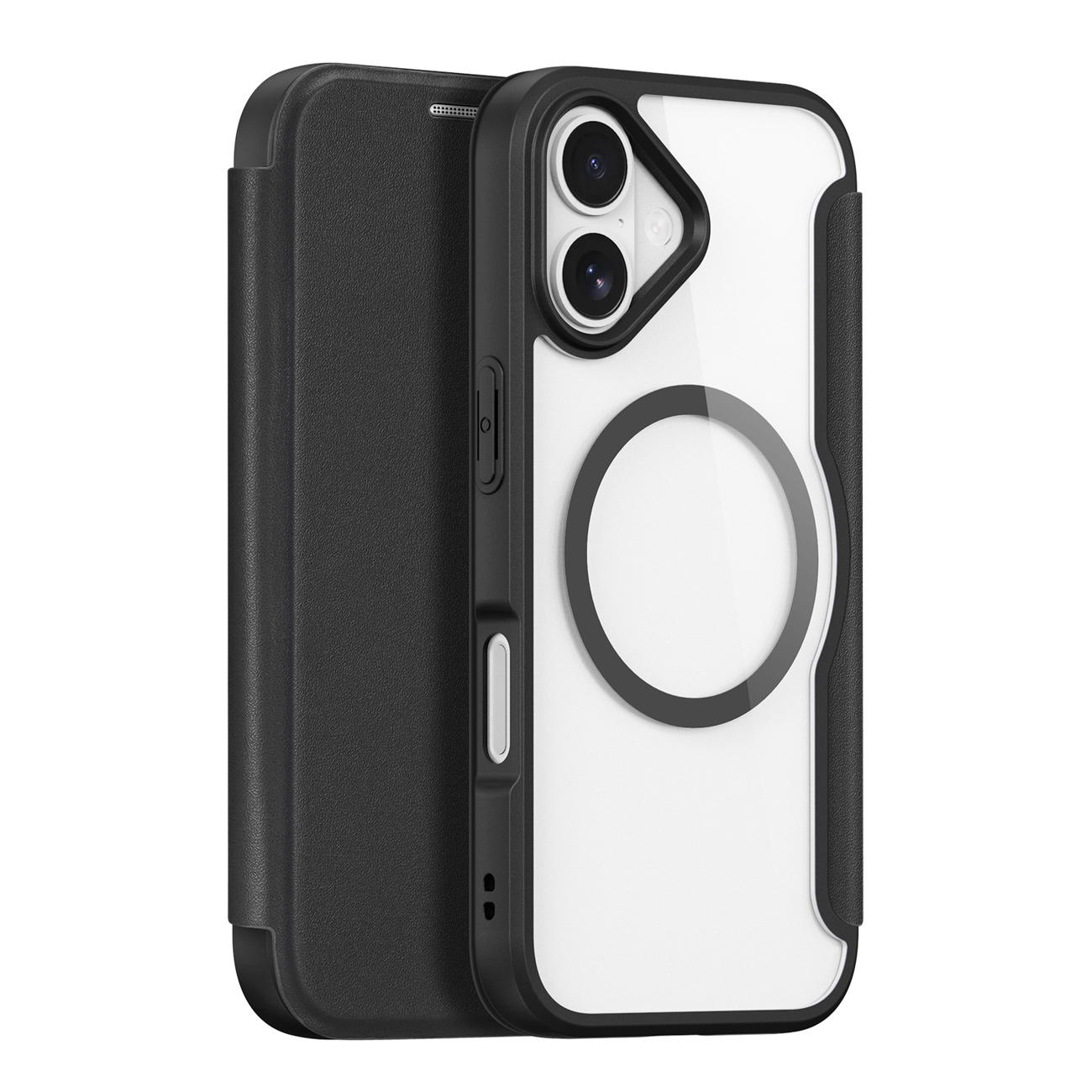 Dux Ducis Skin X Pro iPhone 17 dėklas su pinigine, suderinamas su MagSafe - juodas