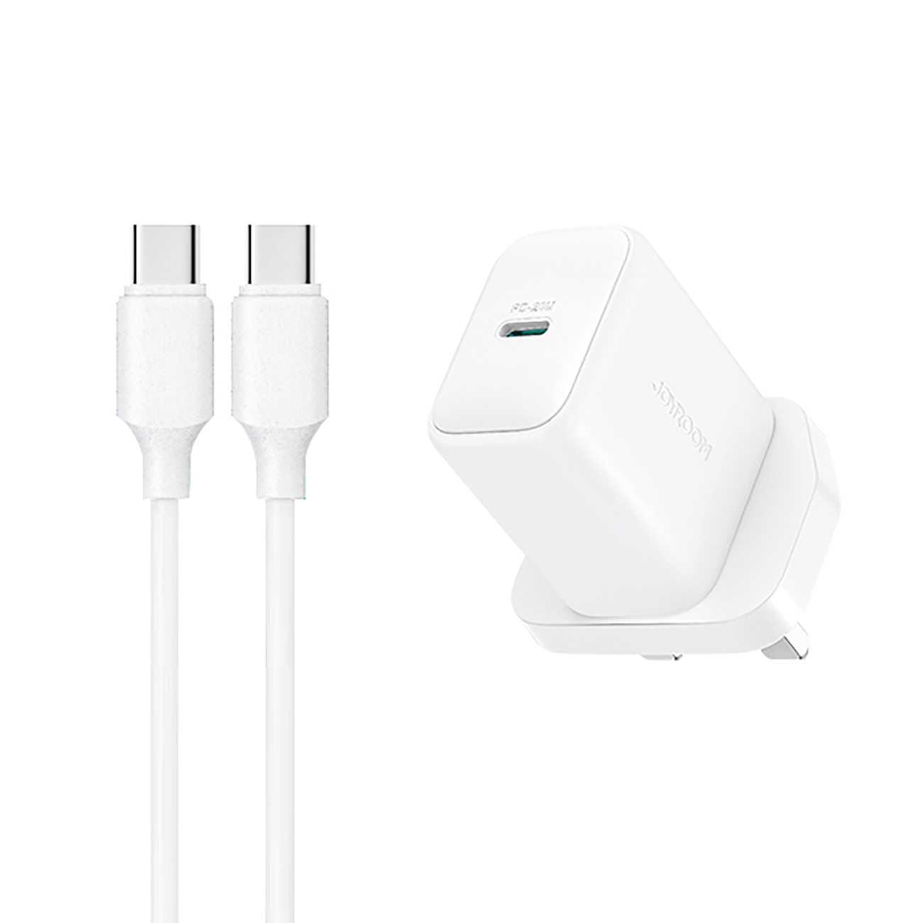Joyroom JR-TCF20 PD 20W sieninis įkroviklis (JK kištukas) su 1 m USB-C kabeliu - baltas