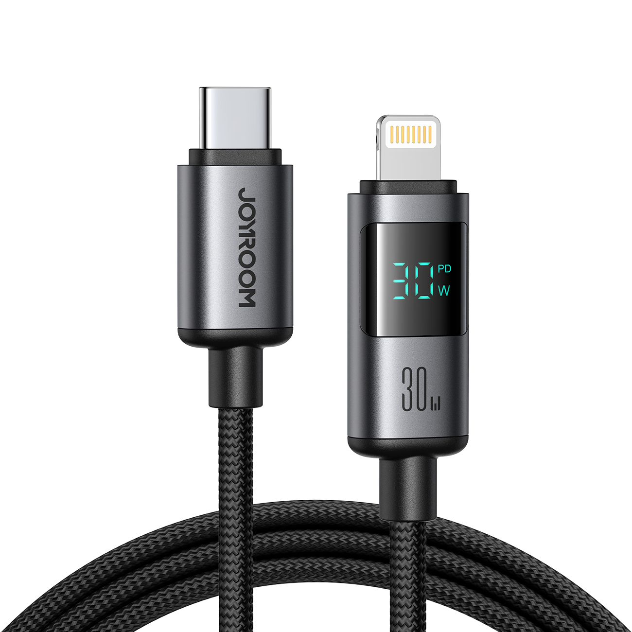 Joyroom S-A16 Pro Prism serijos 30W USB-C - Lightning kabelis su ekranu 1,2 m - juodas