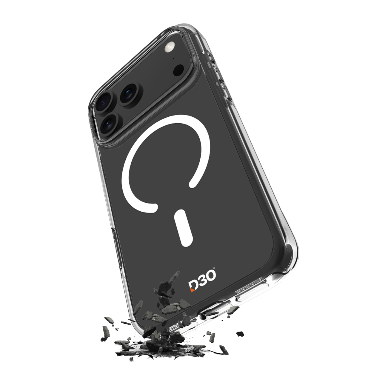 Puro Impact skaidrus D3O TPU+PC magnetinis dėklas telefonui iPhone 17 Pro - permatomas