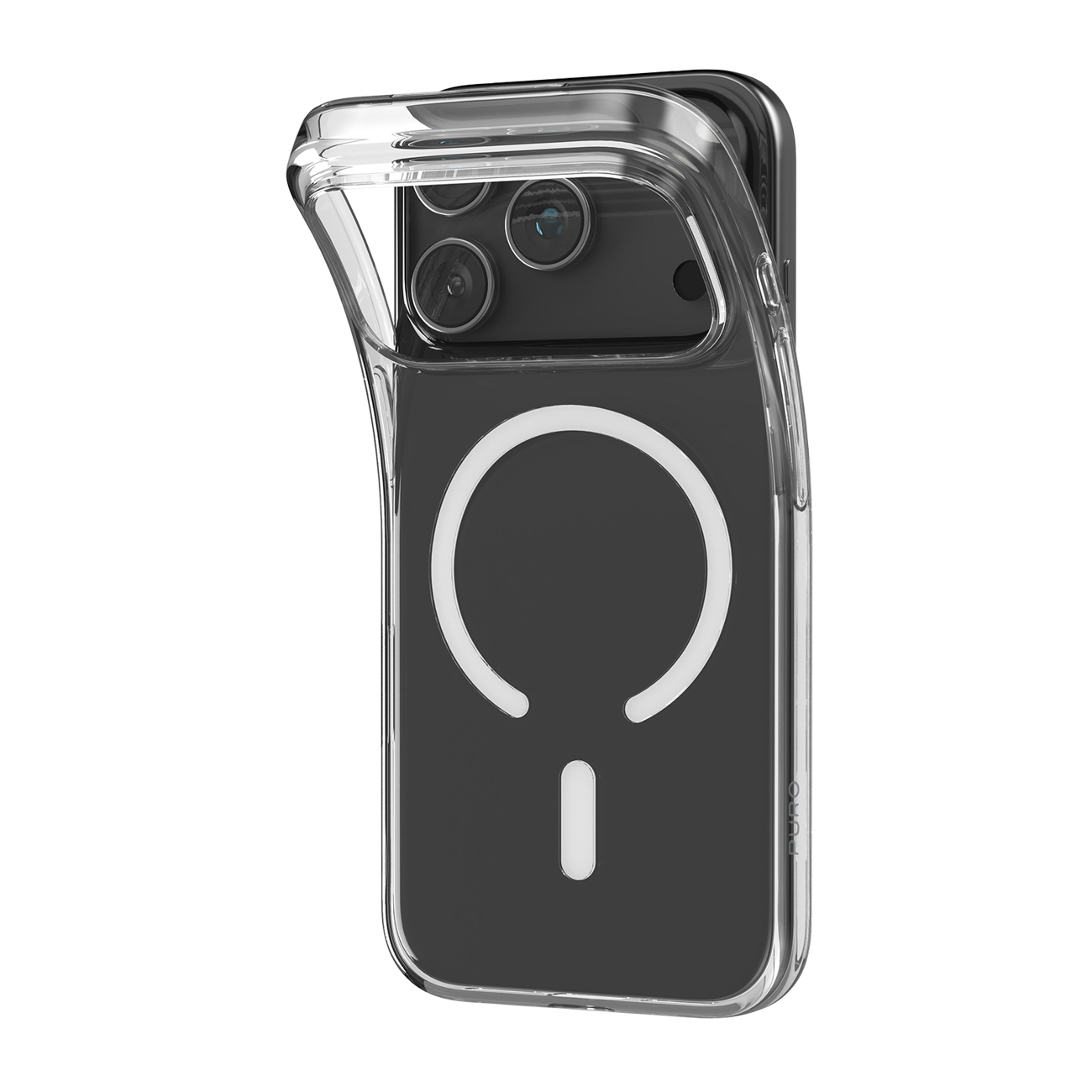 Puro 0.3 MAG itin plonas TPU dėklas telefonui suderinamas su Magnetiniu įkrovimu iPhone 17 Pro Max - skaidrus