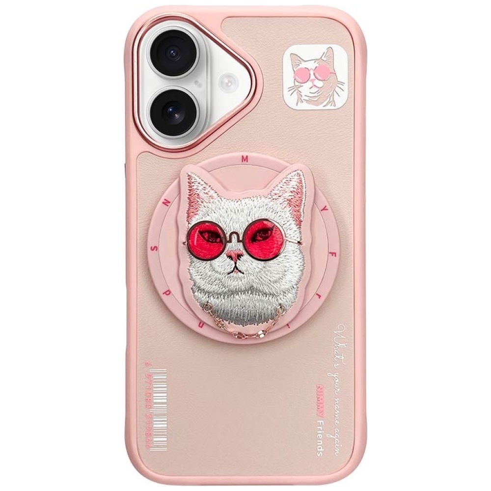 Nimmy Glasses Cool Cat MagSafe dėklas iPhone 16 - rožinis
