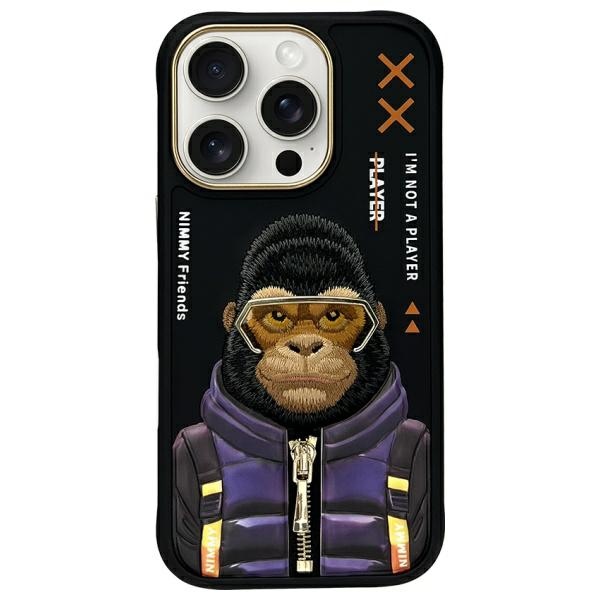 Nimmy Cool&Cute 2.0 Beždžionės dėklas telefonui iPhone 16 Pro - juodas