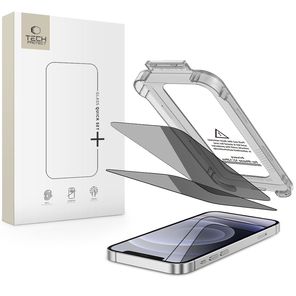 Tech-Protect Quick Set Spy+ Privatumo stiklas 2-jų rinkinys iPhone 12 / 12 Pro