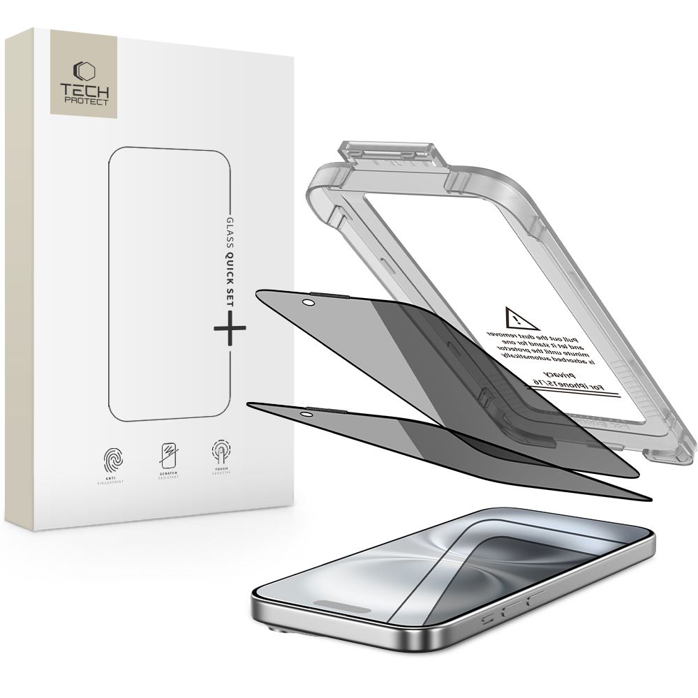 Tech-Protect Quick Set Spy+ Privatumo stiklas 2-jų rinkinys iPhone 15 / 16