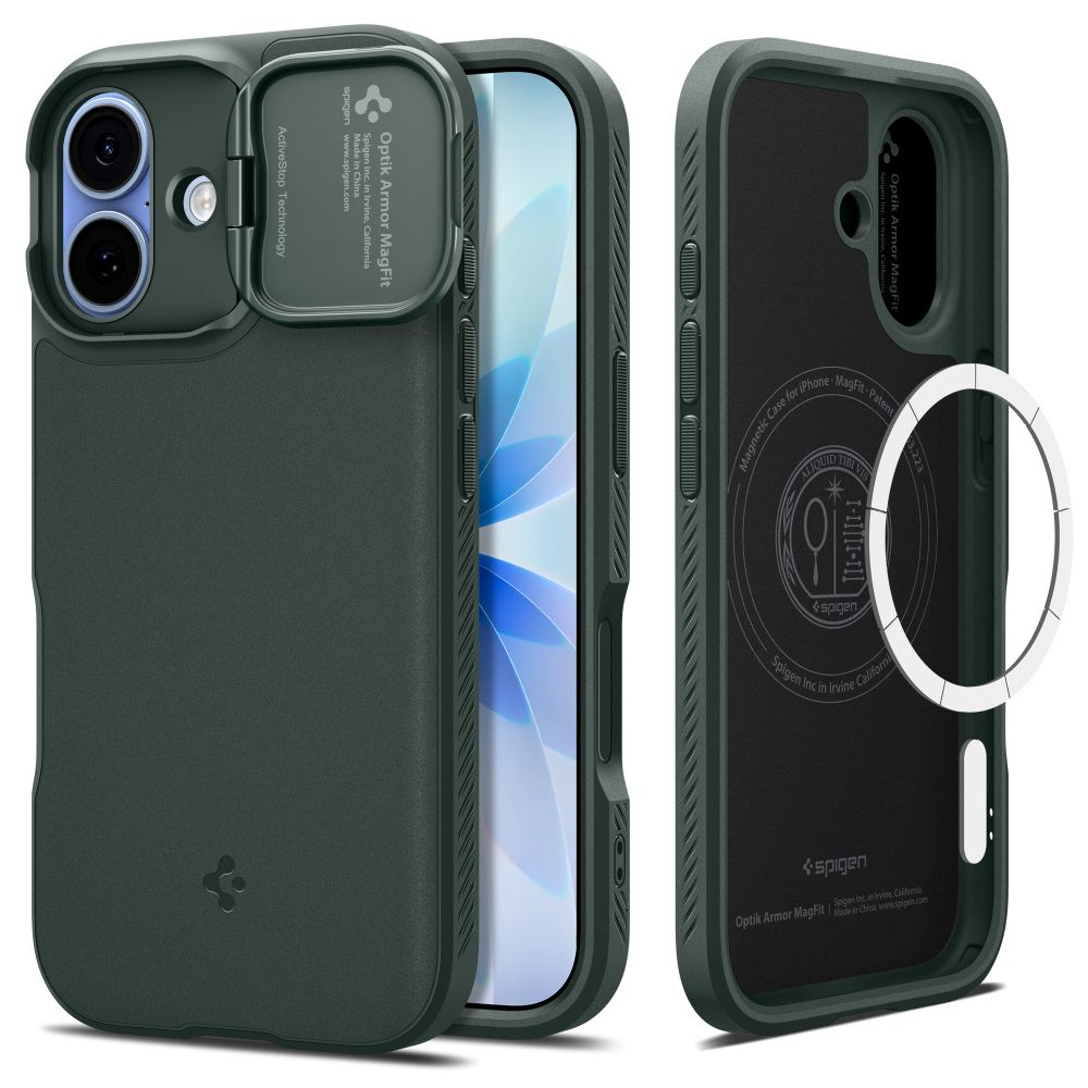 Spigen Optik Armor Magnetinis dėklas telefonui iPhone 17 - žalia