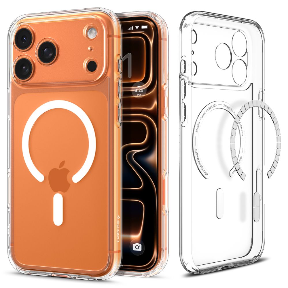 Spigen Ultra Hybrid Magnetinis dėklas telefonui iPhone 17 Pro - skaidrus ir baltas