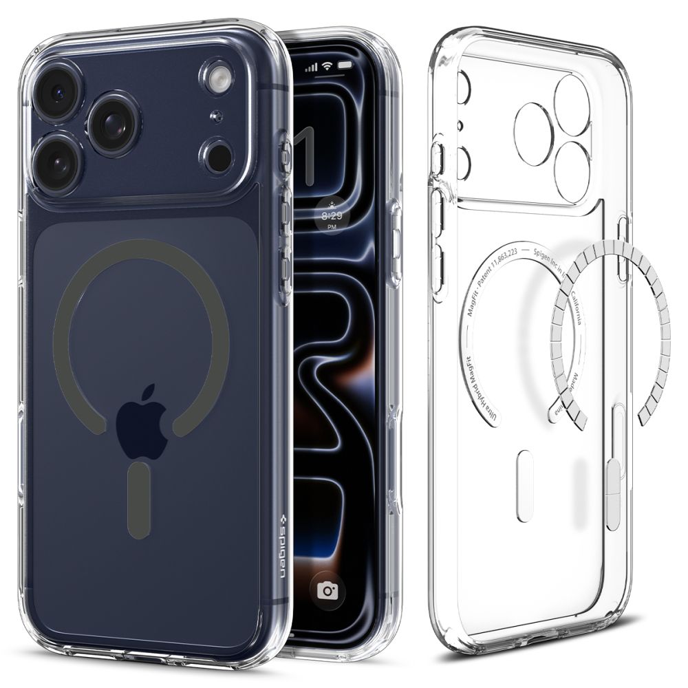 Spigen Ultra Hybrid Magnetinis dėklas telefonui iPhone 17 Pro Max - skaidrus pilkas