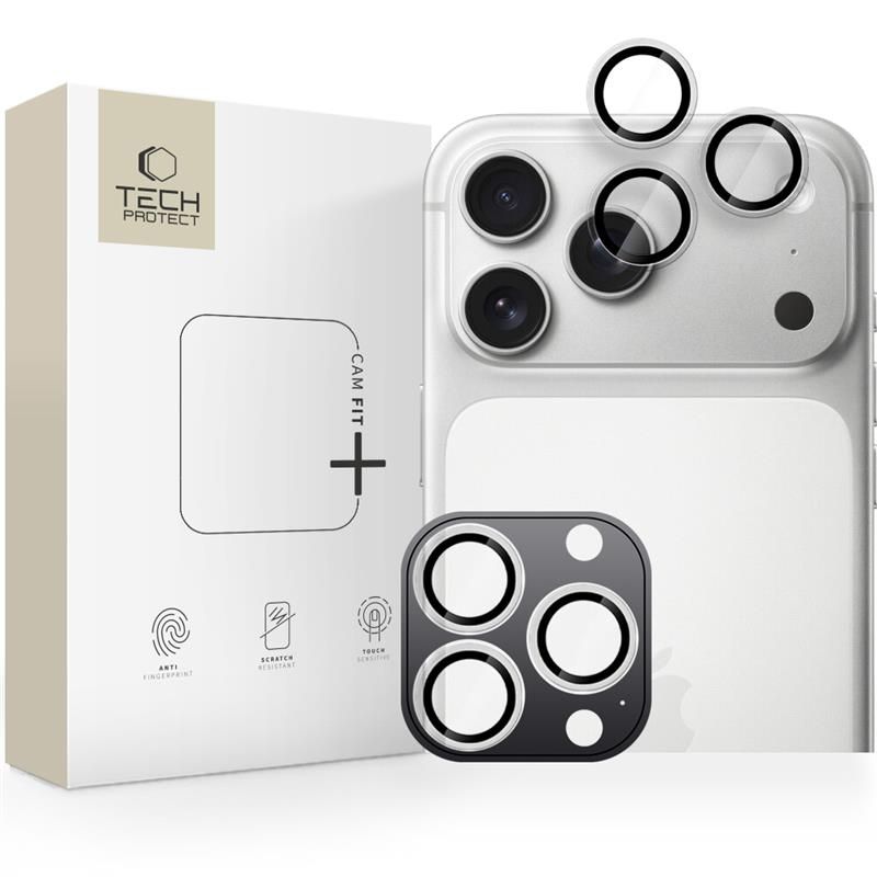 Apsauginis stikliukas kamerai Tech-Protect CamRing Fit+ Apple iPhone 14 Pro/14 Pro Max/15 Pro/15 Pro Max/16 Pro/16 Pro Max/17 Pro/17 Pro Max skaidrus