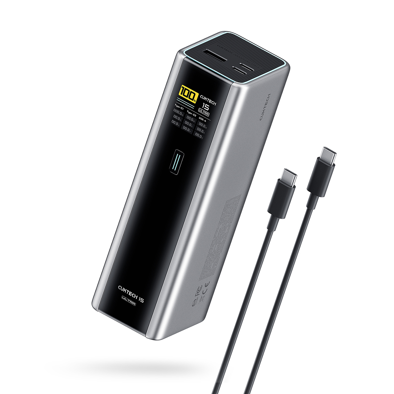 Cuktech CKPB200UGLGR 210W 20000mAh Išorinė baterija 2 x USB-C 1 x USB-A - pilka