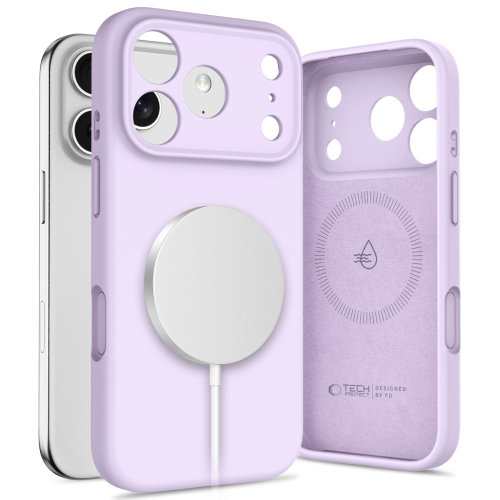 Tech-Protect Silicone magnetinis dėklas telefonui iPhone 17 Pro - violetinis