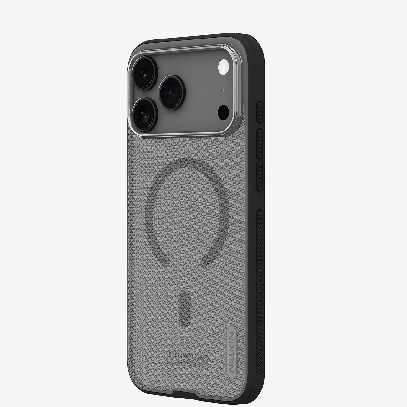 Nillkin Super Frosted Shield Pro Magnetinis dėklas telefonui suderinamas su MagSafe iPhone 17 Pro Max - permatomas juodas