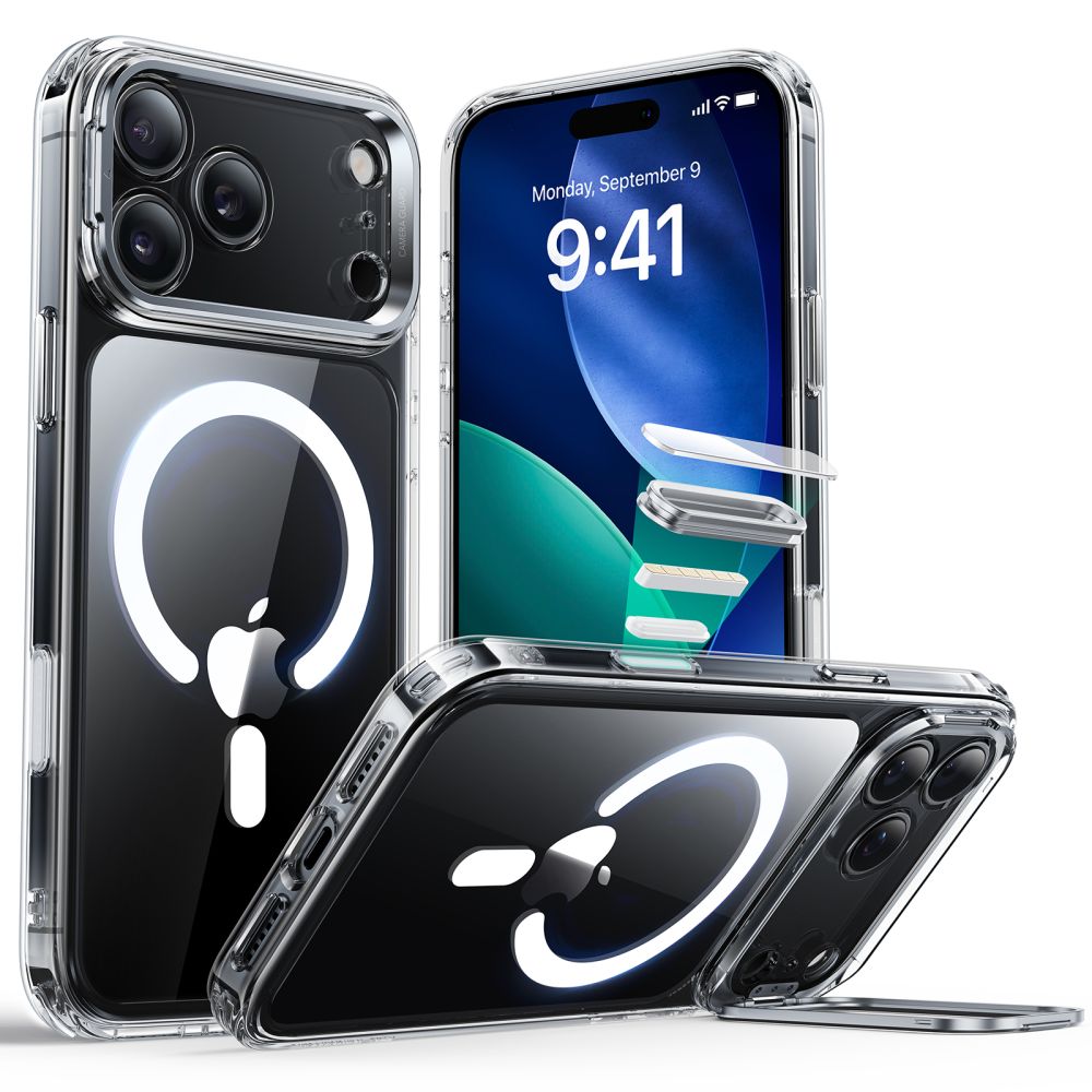 ESR Classic Hybrid Kickstand Magnetinis dėklas telefonui iPhone 17 Pro - skaidrus